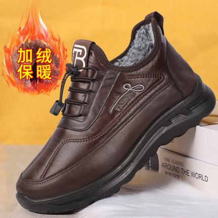Factory wholesale cotton shoes winter new middle-aged and elderly cotton shoes men's shoes plus velvet casual warm snow boots flat men's boots