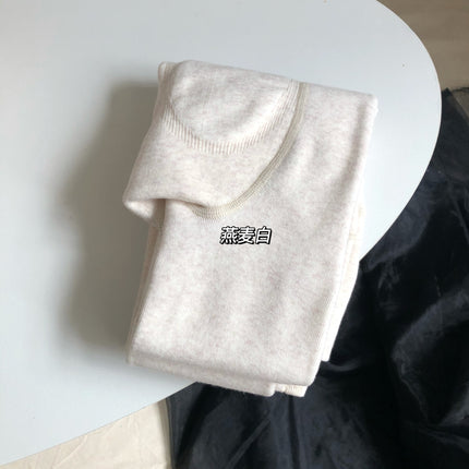 Autumn and Winter Fleece-Lined Thickened 3D Peach Hip High-Waisted Tummy Control Cotton Integrated Leggings Coffee Oatmeal White Footed Tights