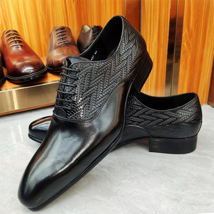 Men's Brogue Carved Leather Shoes Cross-Border Size 47 Oxford Shoes Business Formal British Style Pointed Leather Shoes Trend