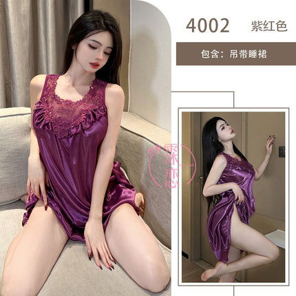 Sex Lingerie Sexy Pajamas Women's Summer Nightdress Lace Sleeveless Loose plus size Pajamas Sexy Pure Sex Clothes
