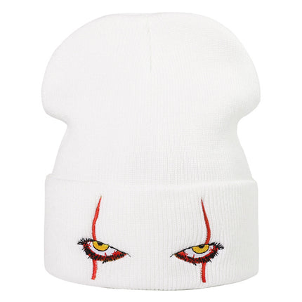 Pennywise scary eyes horror clown eyes embroidered knitted hat warm pullover hip hop wool hat