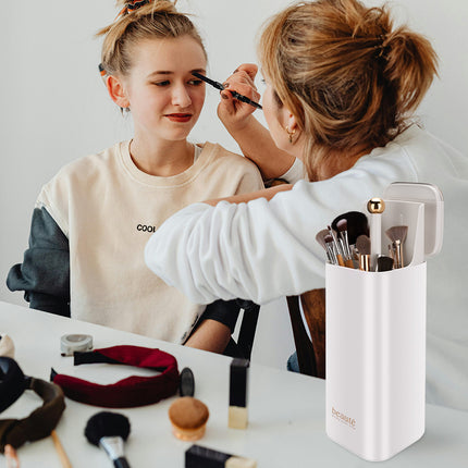 Light Luxury Automatic Lifting Makeup Brush Storage Bucket High-End Makeup Brush Bucket with Lid Dust-Proof Compartment Makeup Brush Storage Box