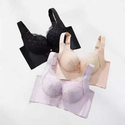 Women's Push-Up Bra for Small Breasts, Soft Underwire, Anti-Sagging, Side Breast Collection, Adjustable Thin Bra, Makes Large Breasts Appear Smaller