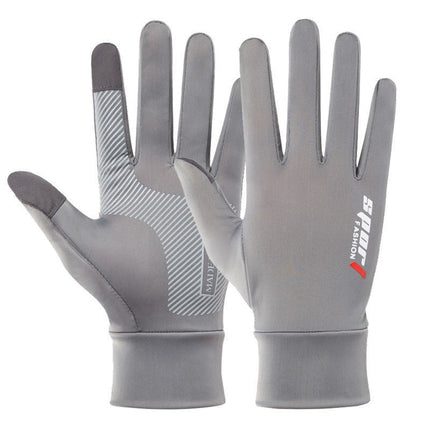 Cycling Gloves, Outdoor Driving Gloves, Electric Vehicle Sun Protection Gloves, Non-Slip Touch Screen Fingerless Gloves, Men's Fishing Ice Silk Gloves Wholesale