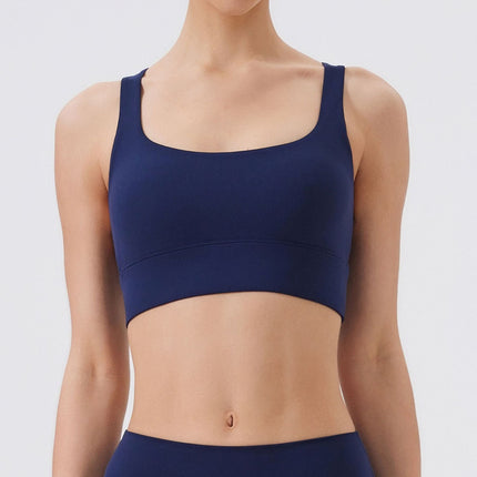 Cross-Border New Style Nude-Feel Fitness Sports Bra for Women, High-Intensity Eight-Line Cross-Back Beautiful Back Shock-Proof Push-Up Bra
