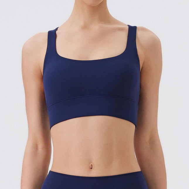 Cross-Border New Style Nude-Feel Fitness Sports Bra for Women, High-Intensity Eight-Line Cross-Back Beautiful Back Shock-Proof Push-Up Bra