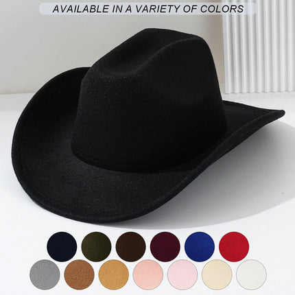 Solid Color Light Board Felt Western Cowboy Hat Outdoor Autum Hat Women's Simple French Hat Men's High-End
