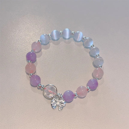 Bracelet Jewelry Cat's Eye Stone Crystal Butterfly Women's Bracelet Imitation Gray Moonlight Versatile Stylish Trendy Student Gift Starry