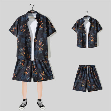 Short-sleeved Flower Shirt Hainan Island Clothing Beach Clothing Sanya Summer Weifeng Thailand Travel Men's Couple Summer Thin suit