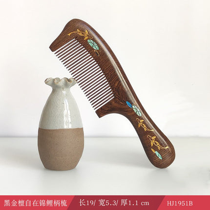 Sandalwood Comb for Meridian Scalp Massage, Anti-Static Hair Comb for Women, Medium-Tooth Volumizing Comb, Meridian Comb Gift Box