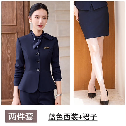 Gray Suit Suit for Women 2025 New Spring & Fall High-End Business Attire Formal Hotel Front Desk Manager Work Clothes