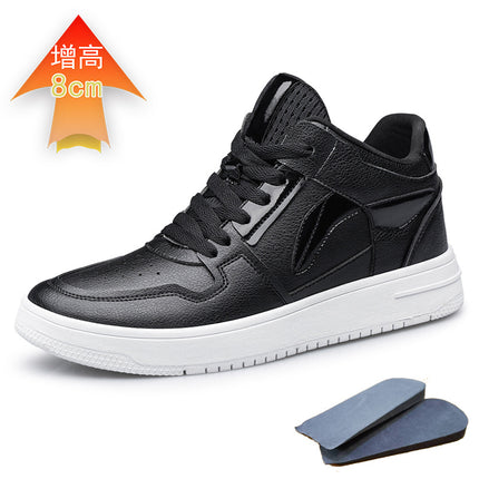 Invisible Inner Height Increasing New Style Board Shoes Men's Fashion Inner Height Increasing 6 Men's Shoes Cowhide Trendy Casual Shoes Student Height Increasing Board