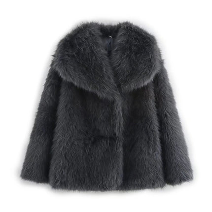 Foreign Trade 2026 Autumn and Winter European and American Fashion Versatile Casual Lapel Faux Fur Coat for Women X410970