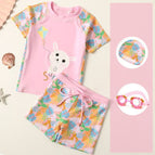 Pink rabbit [clothes, pants + swimming goggles] / 110 [xl recommended height 100-110]