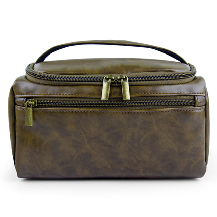 Retro crazy horse pu leather new cross-border cosmetic bag Europe and the United States large capacity travel multi-functional portable washing and storage bag