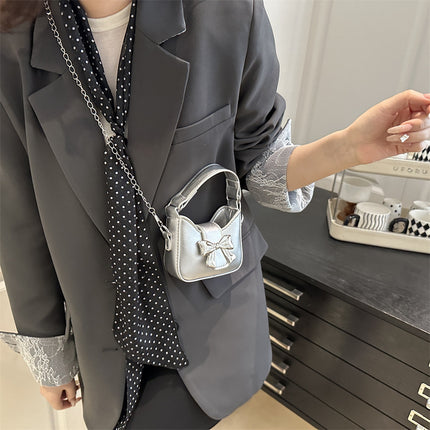 New Bow Handbag Stylish Fashionable Shoulder Bag Casual Personality Sweet Cool Small Bag Mini Lipstick Chain Bag