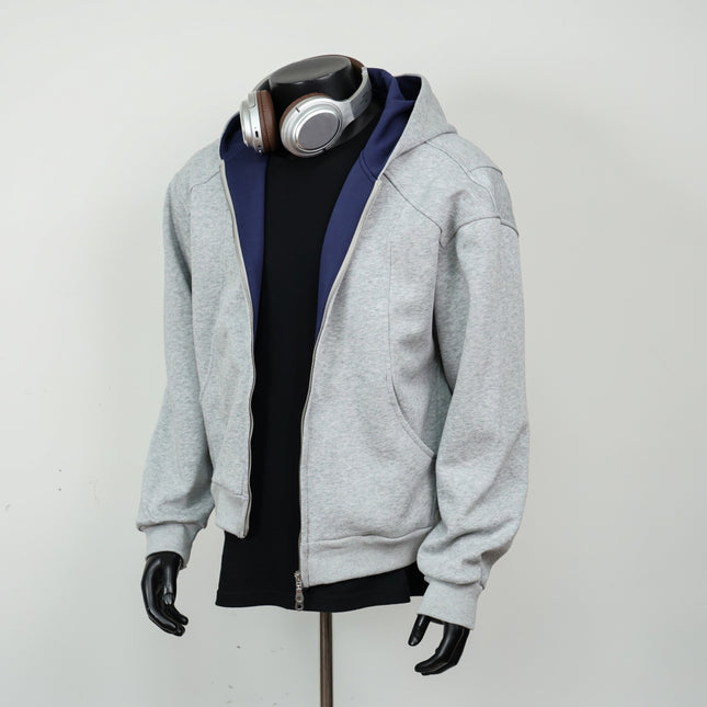 American Trendy Brand Heavy Design Cardigan Hooded Sweatshirt Men's Autum Loose and Versatile Contrasting Color Couple Jacket Jacket