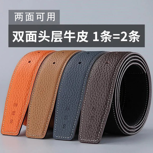 Guangzhou belt manufacturers spot wholesale headless layer cowhide smooth buckle leather pure cowhide pants belt does not take the lead
