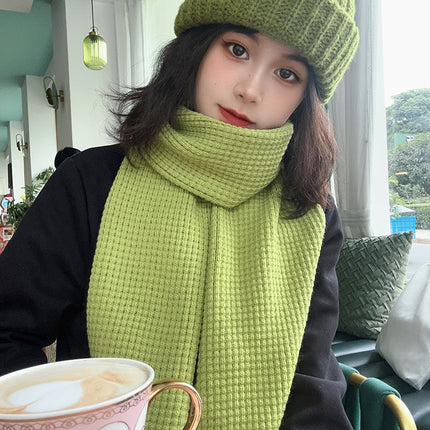 Infinite Forest Green is coming ~ dark blue light blue * white solid color warm scarf green knitted scarf autumn and winter all-matching