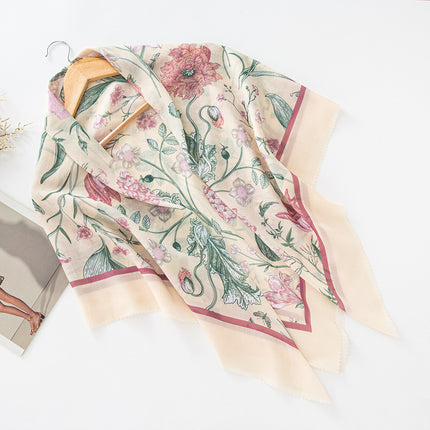 Cross-Border New Product Voile Print 110 Square Scarf Classic Lace Scarf Turban Malaysian Shawl