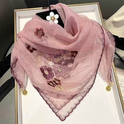 New Style Embroidered Magnetic Buckle Fashionable Multifunctional Square Scarf Spring and Autumn High-End Style Neck Scarf