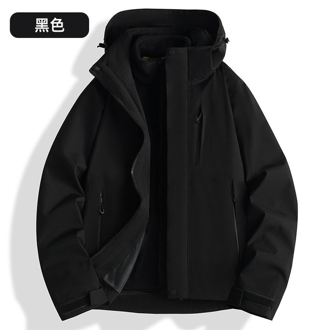 Autumn and Winter Fully Heat-Sealed Outdoor Jackets for Men and Women, Three-In-One with Detachable Fleece Lining, Windproof and Warm Mountaineering Clothing Two-Piece Set