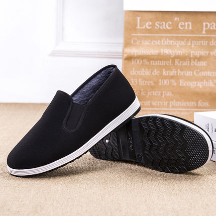 Autumn and Winter Old Beijing Cloth Shoes Fleece-Lined Thickeneded Cotton Shoes Men's Wholesale Work Driving Warm Middle-Aged and Elderly Non-Slip Men's Shoes