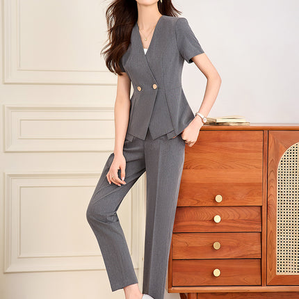 High-End Suit Suit Women's Summer Short-Sleeved Business Attire Hotel Manager Front Desk Reception Jewelry Store Gold Store Work Clothes