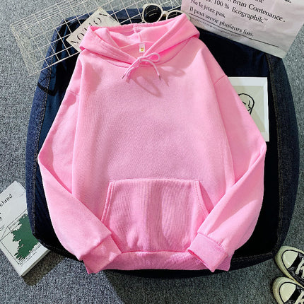 Southeast Asia Autumn and Winter fleece-lined Light Board Korean Style Loose Men's and Women's Sweater Solid Color Loose Version Student Pullover Hoodie