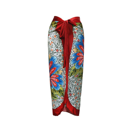 2024 New French lace-up swimsuit women's hot spring beach vacation one-piece bikini sexy printed suit swimsuit