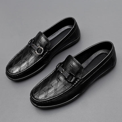 Men's Shoes Autumn New Beanie Shoes Men's British Style Slip-On Business Loafers Fashionable Soft-Soled Casual Leather Shoes