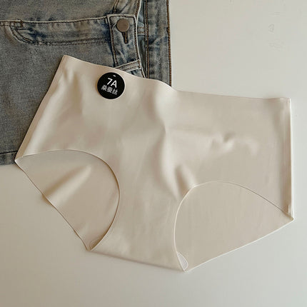 Girls' Seamless Underwear, Soft Micro-Brushed, Fully Antibacterial, Silk Crotch, Mid-Waist Women's Briefs, Thin Style