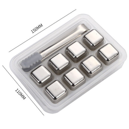 High-Quality High-Mirror Stainless Steel Ice Cube Metal Ice Tartar Recyclable Food-Grade Quick-Frozen Ice Cubes Drop Shipping