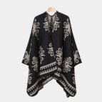 Slit scarf-black beige