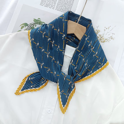 New wrinkled small square scarf female Korean imitation silk printed wrinkled small scarf Joker scarf decorative scarf wholesale