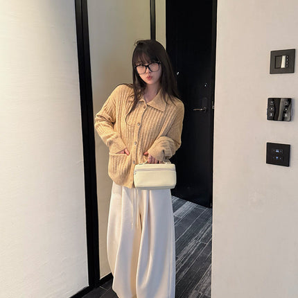 【Clearance】Superniniyy Chao Heavy Silk Thin Velvet Scimitar Granny Pants Casual Wide-Leg Pants