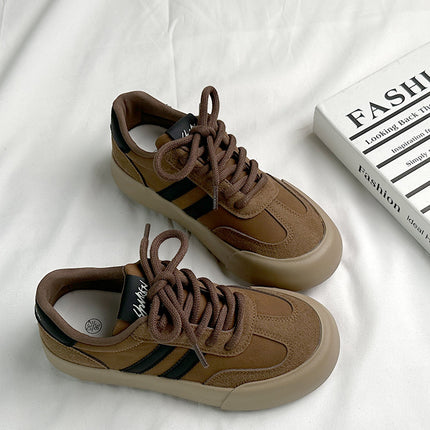 6354 Maillard Women's Training Shoes, 2024 Autumn Low-Top Thick-Soled Brown Beige Casual Retro Vintage Style