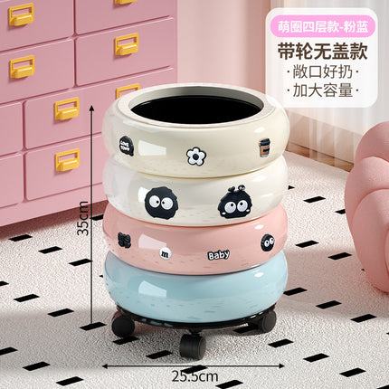 Living Room Trash Can, High-Looking Kitchen Bedroom Rotating Trash Can with Lid, Removable Bathroom Toilet Paper Basket