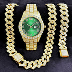 Golden green face (watch + bracelet + necklace)