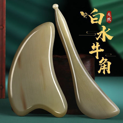 Natural White Buffalo Horn Scraping Board Facial Hospital Face Eye Bra Stick Massage Wrinkle Scraping Board