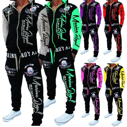 Foreign trade cross-border men's fashion two-piece hooded sweatshirt and pants hooded sportswear a large number of in stock