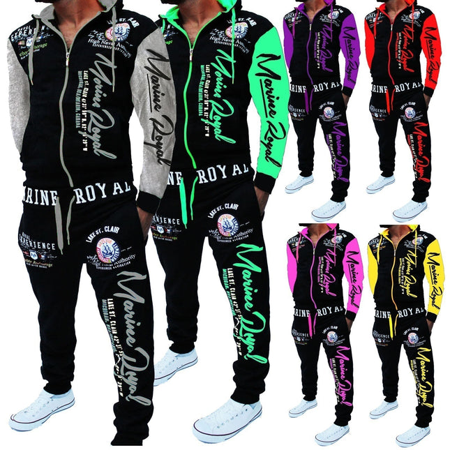 Foreign trade cross-border men's fashion two-piece hooded sweatshirt and pants hooded sportswear a large number of in stock