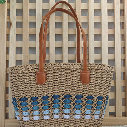 Wholesale Dropshipping Women's Handmade Woven Bags, Large Capacity Beach Bags, Vacation Casual Simple Commuter Shoulder Bags