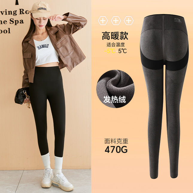 Shark Pants for Women, Fleece-Lined and Thickened, for Autumn and Winter, 2026 New Model, Black, Butt-Lifting, Leg-Slimming, Nylon Yoga Leggings