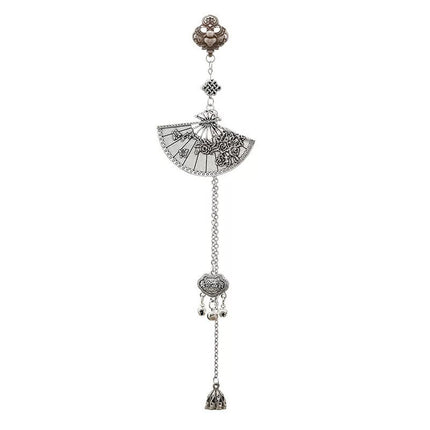 Chinese-Style Retro Plum Blossom Fan Brooch Cheongsam Lapel Button Bell Tassel Pendant Hanfu Pin