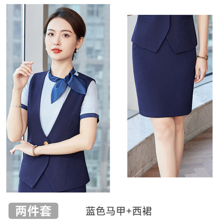 Professional suit Summer Hotel Front Desk Tooling Beautician Work Clothes Female 2024 New Catering Uniform Vest