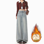 Thick velvet light blue trousers / XS