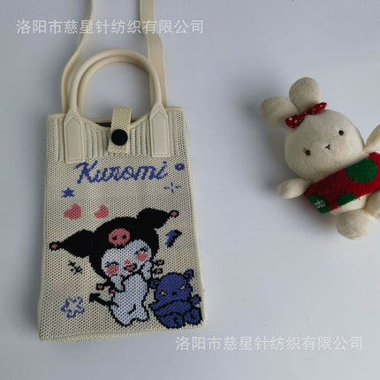 Girl's Heart-Shaped Knitted Crossbody Bag