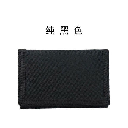 Folding anti-theft chain men's coin purse cross-border black three-fold small wallet zipper key chain card pocket