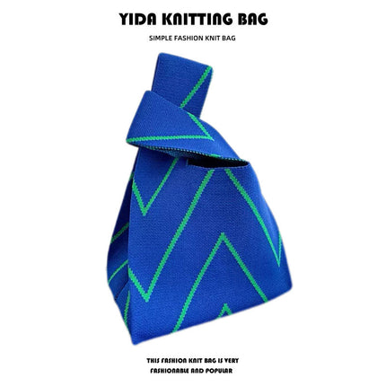 Wavy Arrow Portable Knitted Bag Trendy Twill Knitted Bag Vacation Bag Work Bag Casual Bag Contrast Color